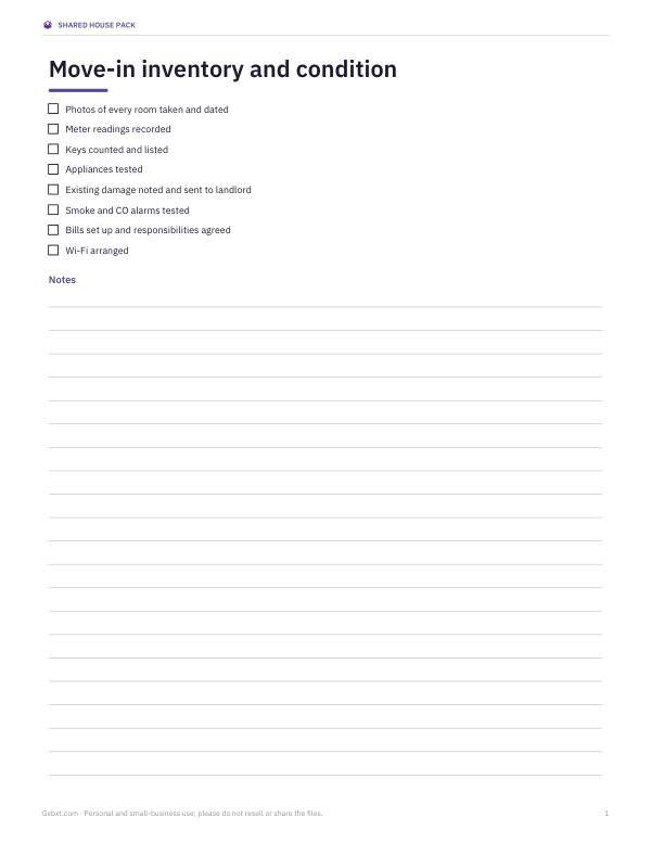 Preview of Printable Move-In Checklist