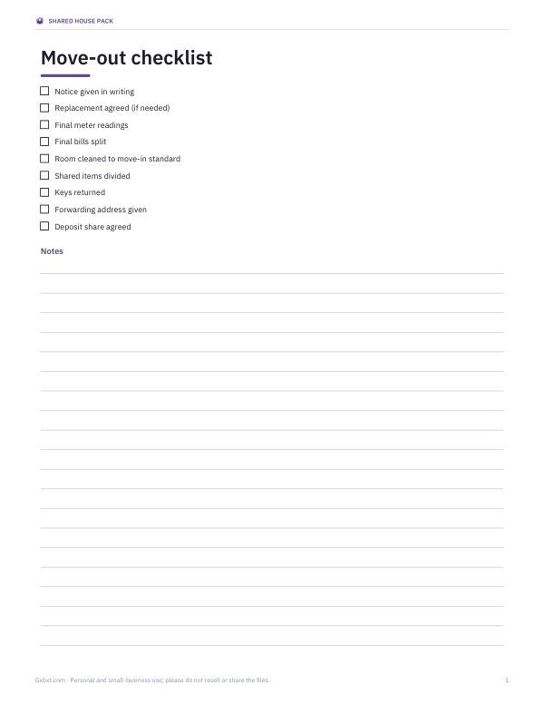 Preview of Printable Move-Out Checklist